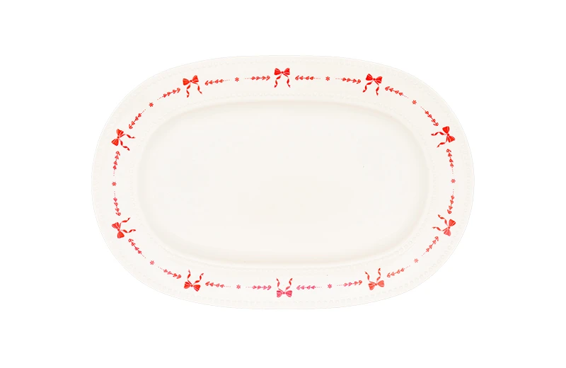 12 Inch Double-Sided Polka Dot Elliptical Plate