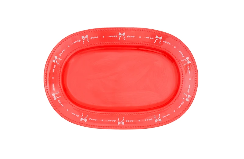 12 Inch Double-Sided Polka Dot Elliptical Plate